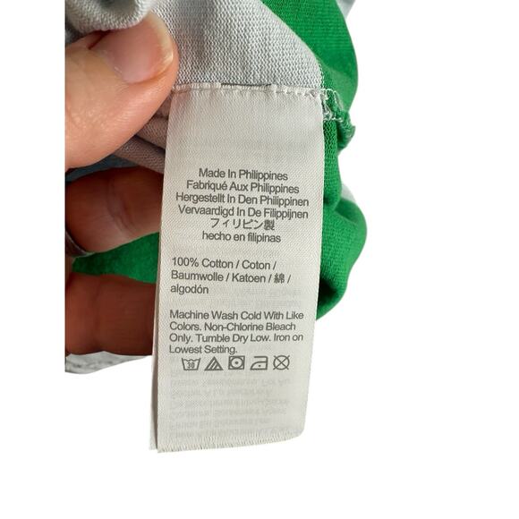 J. Crew Green and White Relaxed 3/4 boat neck shirt - Picture 9 of 9